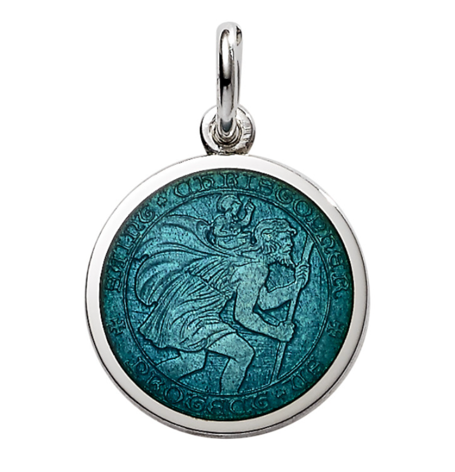 Sterling Silver & Enamel St. Christopher Medal