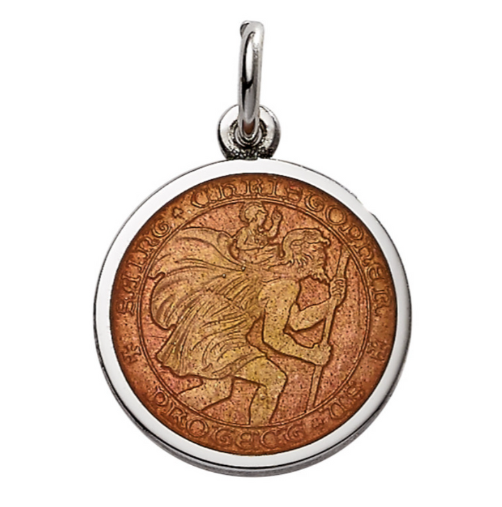 Sterling Silver & Enamel St. Christopher Medal