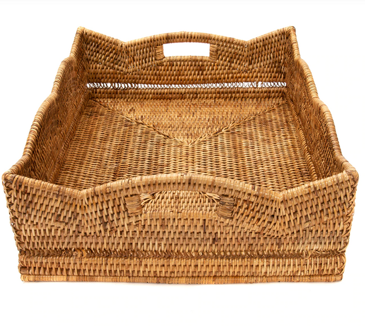 Scalloped Rattan Rectangular Tray  20 x 16