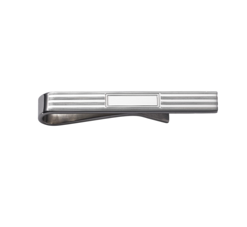 Engine-Turned Sterling Silver Tie Bar