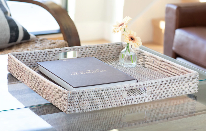 Square Rattan Tray with Cutout Handles (4 Sizes)