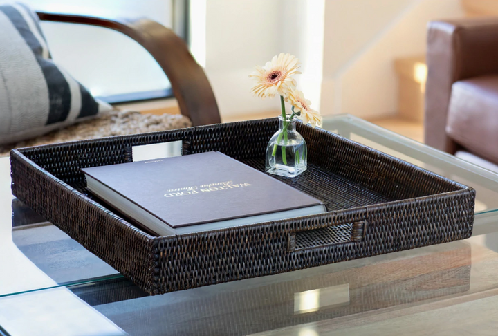 Square Rattan Tray with Cutout Handles (4 Sizes)