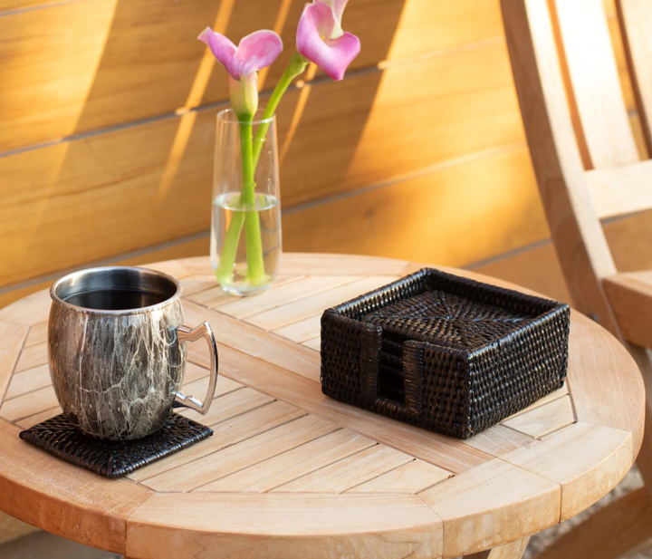 Square Rattan Coasters, 6 pieces