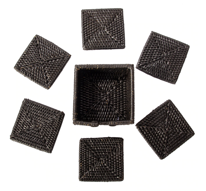 Square Rattan Coasters, 6 pieces