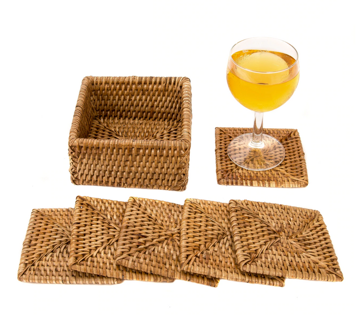 Square Rattan Coasters, 6 pieces