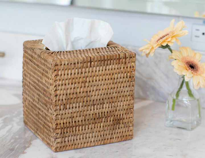 Square Rattan Tissue Box Cover