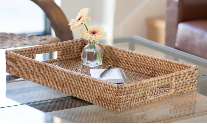 Rectangular Rattan Tray with Cutout Handles (4 Sizes)