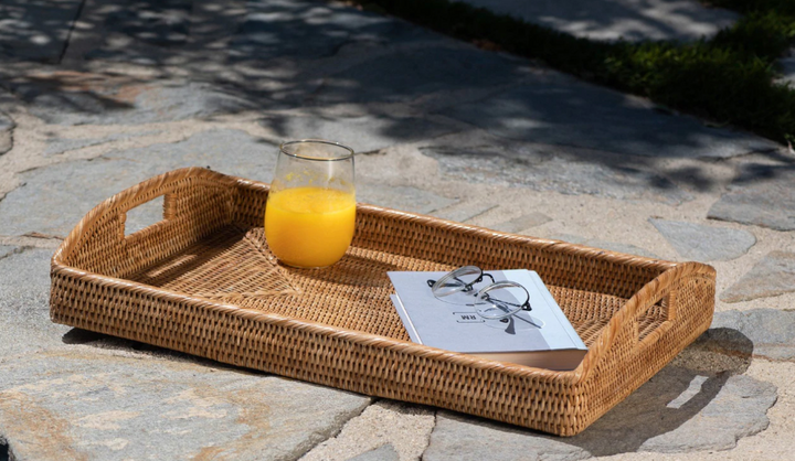 Rectangular Rattan Tray with High Handles (5 Sizes)