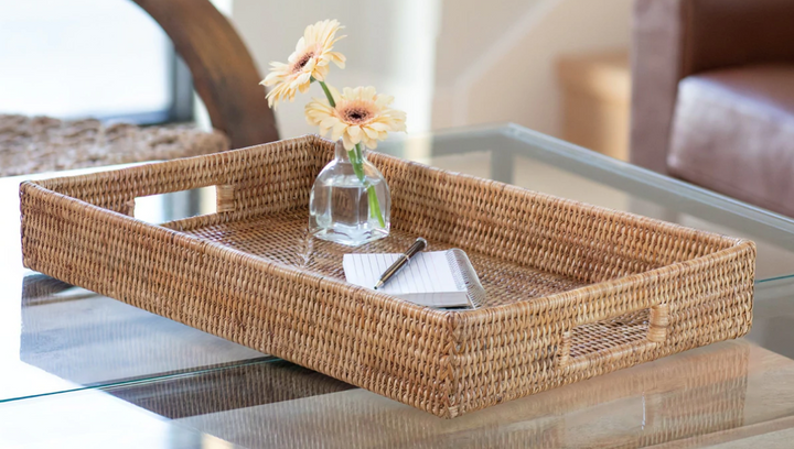 Rectangular Rattan Tray with Cutout Handles (4 Sizes)