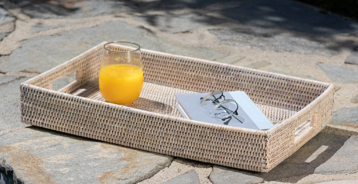 Rectangular Rattan Tray with Cutout Handles (4 Sizes)