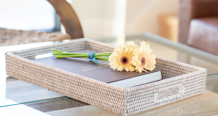 Rectangular Rattan Tray with Cutout Handles (4 Sizes)