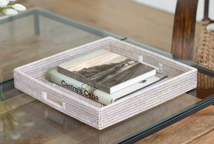 Square Rattan Tray with Cutout Handles (4 Sizes)