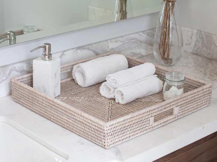 Square Rattan Tray with Cutout Handles (4 Sizes)