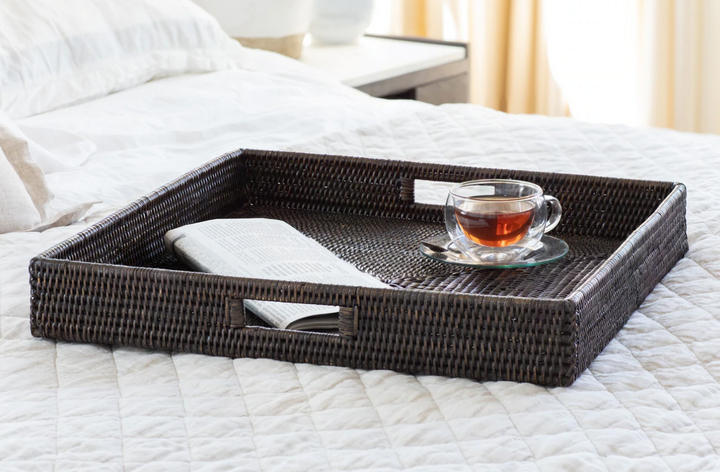 Square Rattan Tray with Cutout Handles (4 Sizes)