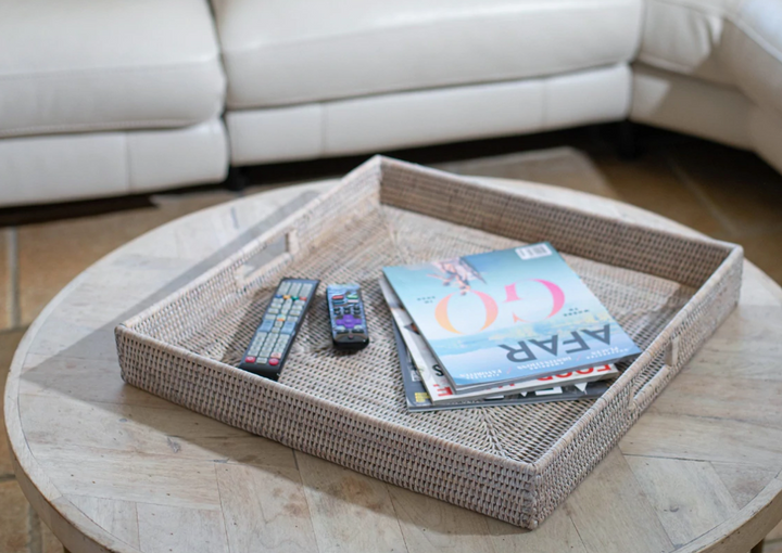 Square Rattan Tray with Cutout Handles (4 Sizes)