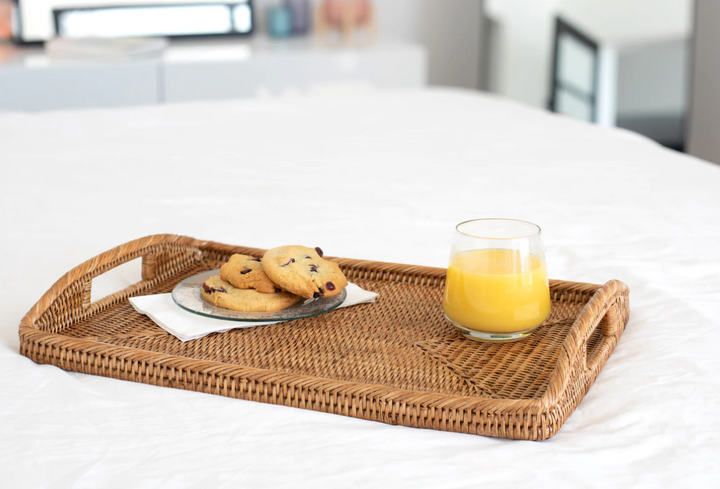 Rectangular Rattan Tray with Glass Insert (3 Sizes)