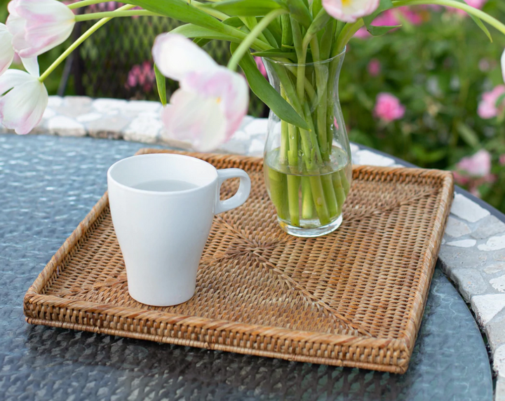 Flat Square Rattan Tray