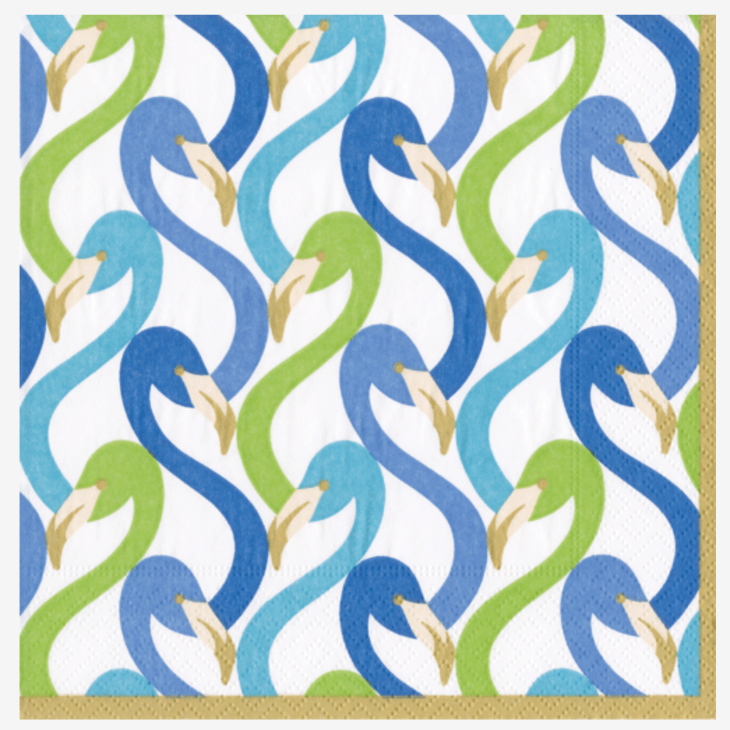 Flamingo Flock Blue (Paper Cocktail Napkins)