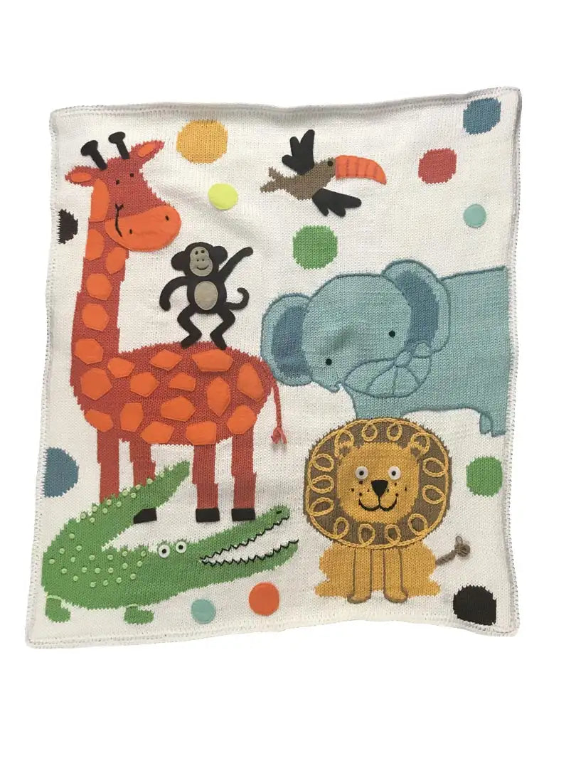 Knit Baby Blanket, Jungle Party