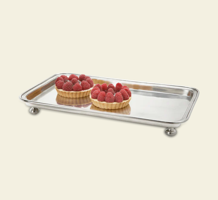 Footed Rectangle Service Trays by Match Pewter