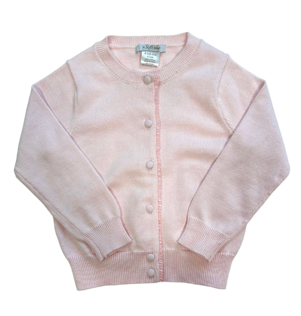 Ruffle Placket Cardigan with Covered Buttons