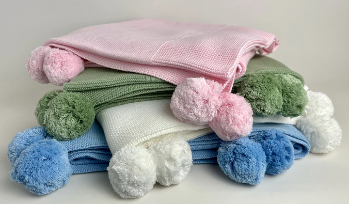 Pom Pom Knit Baby Blanket