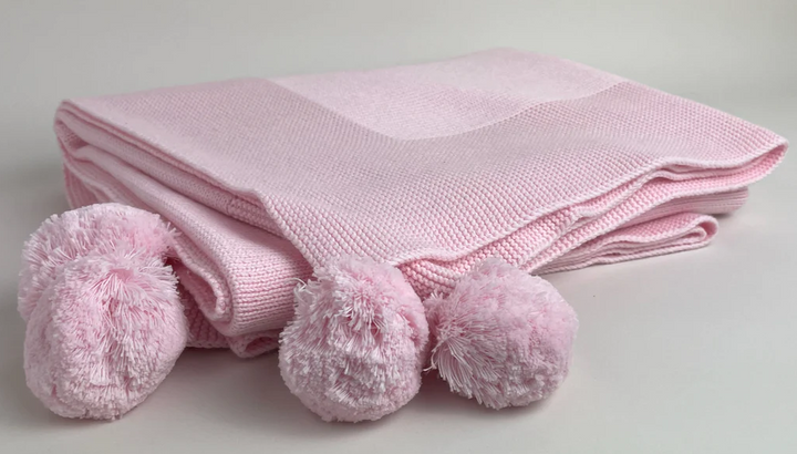 Pom Pom Knit Baby Blanket