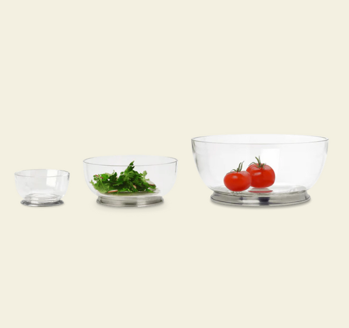 Round Crystal Bowls with Pewter Base by Match Pewter