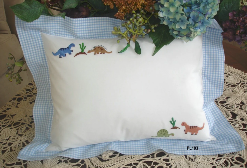 Dinosaur Gingham Pillow