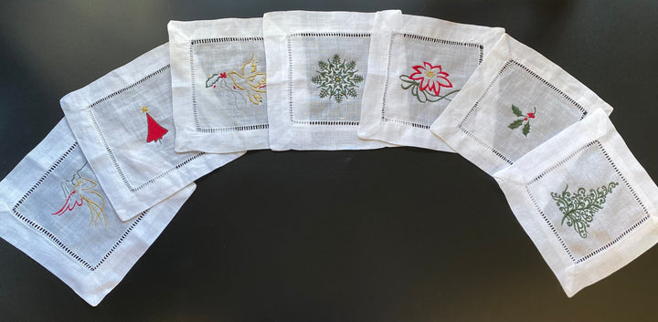 White Linen Cocktail Napkins