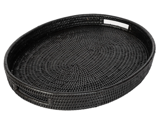 Oval Rattan Tray with Cutout Handles (3 Sizes)
