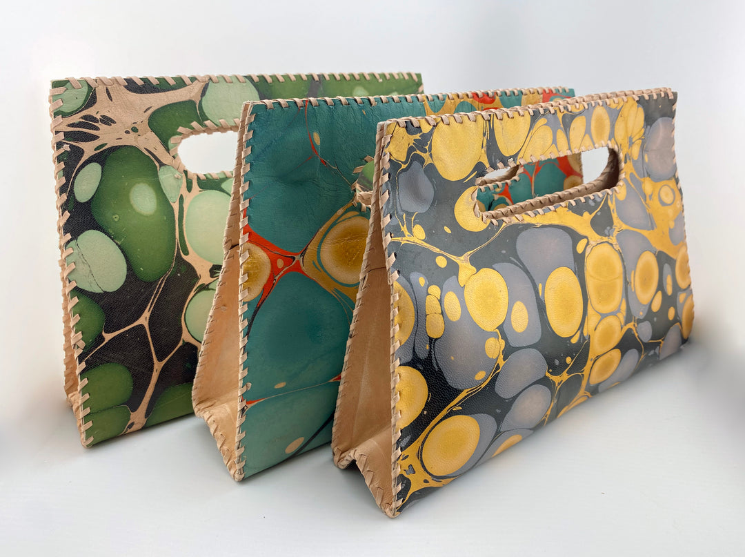 Water Marble Leather Clutch