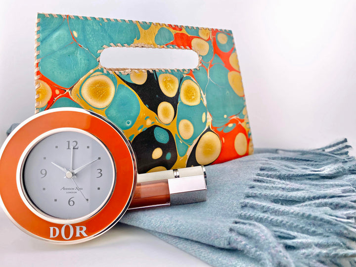 Water Marble Leather Clutch
