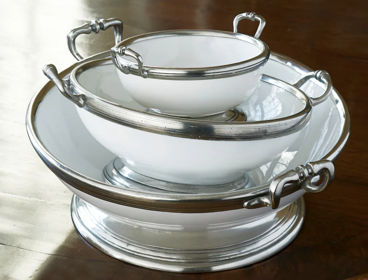 Tuscan Large Footed Bowl with Handles (Pewter by Arte Italica)
