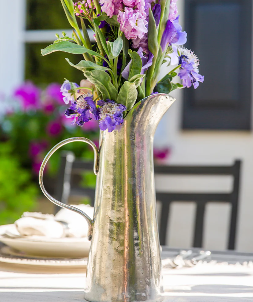 Vintage Tall Tapered Pewter Pitcher By Arte Italica