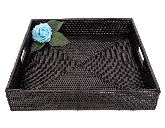 Square Rattan Tray with Cutout Handles (4 Sizes)