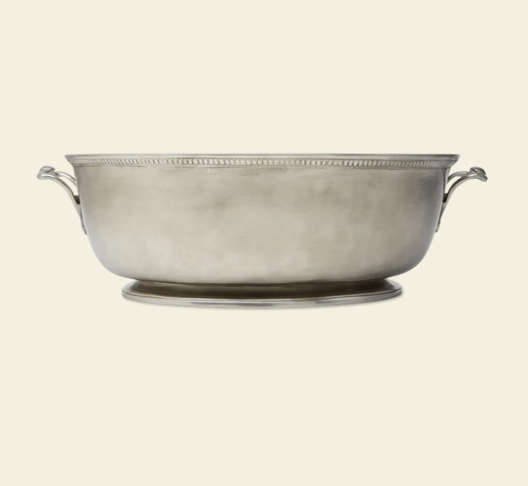 Pewter Beverage Tub- Beaded Footed Oval Basin