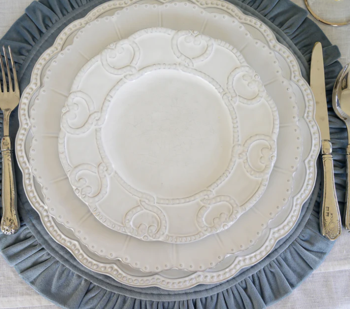 Bella Bianca Antique Lace Salad / Dessert Plate by Arte Italica