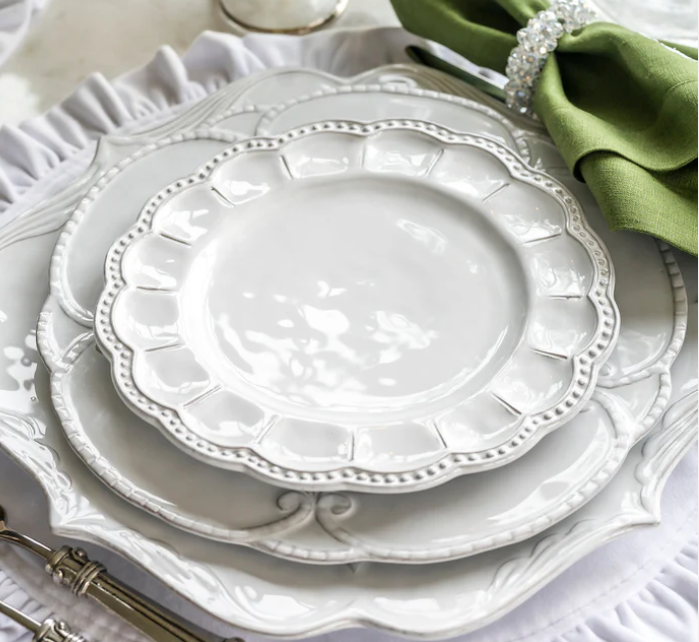 Bella Bianca Beaded Salad / Dessert Plate by Arte Italica