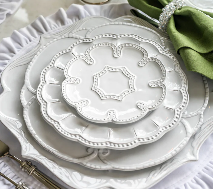 Bella Bianca Beaded Lace Bread / Canapé Plate by Arte Italica