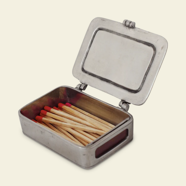 Match Box With Striker and Matches by Match Pewter