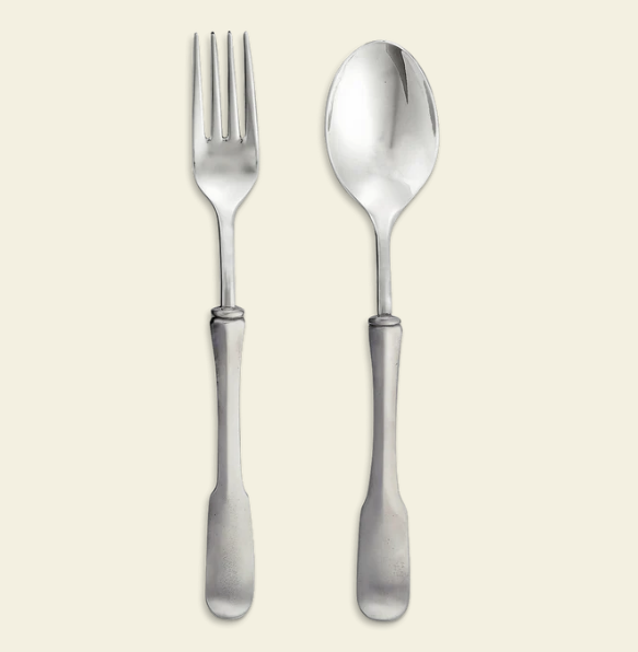 Olivia Serving Spoon and Fork Set by Match Pewter