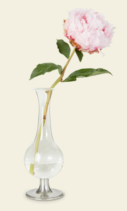 Pewter Footed Glass Vase by Match Pewter