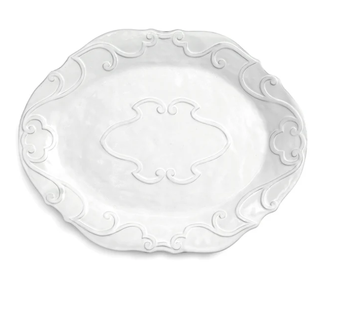 Bella Bianca Ribbon Oval Platter by Arte Italica