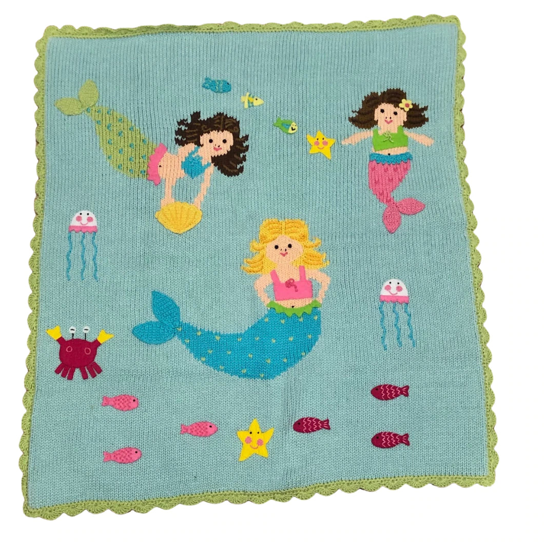 Knit Baby Blanket, Mermaids