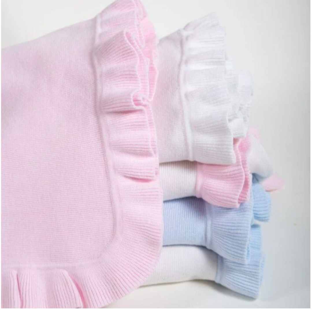 Ruffled Edge Knit Baby Blanket