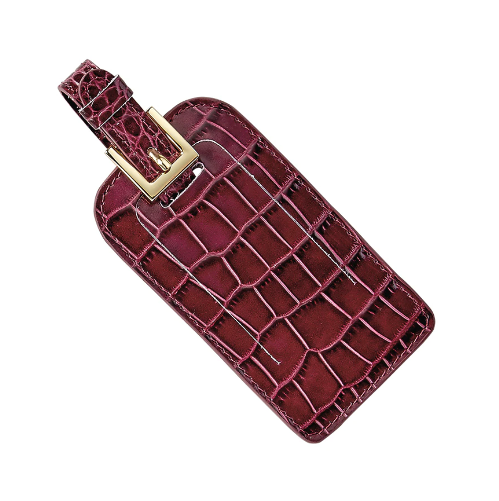 Crocodile Embossed Leather Luggage Tag - Thumbnail 3