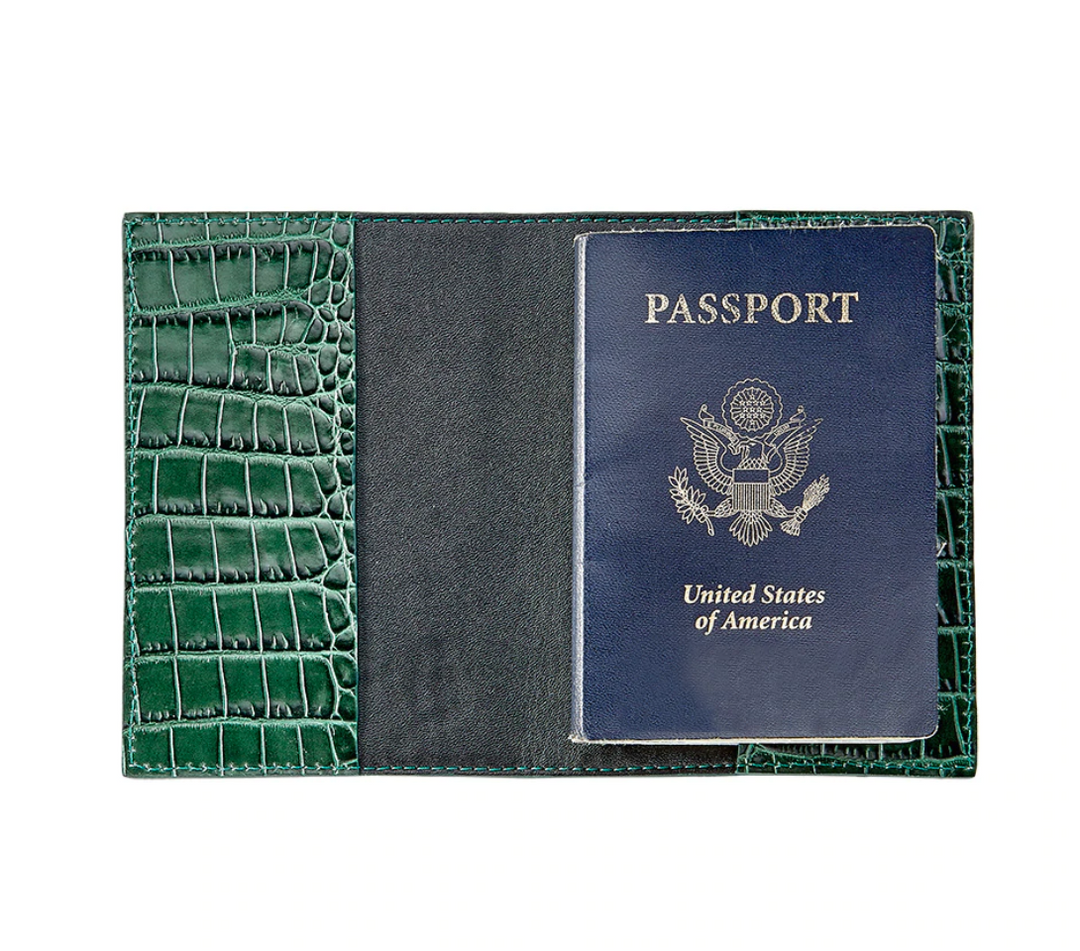 Passport Holder, Crocodile Embossed Leather