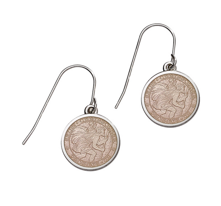 Enameled St. Christopher Drop Earrings