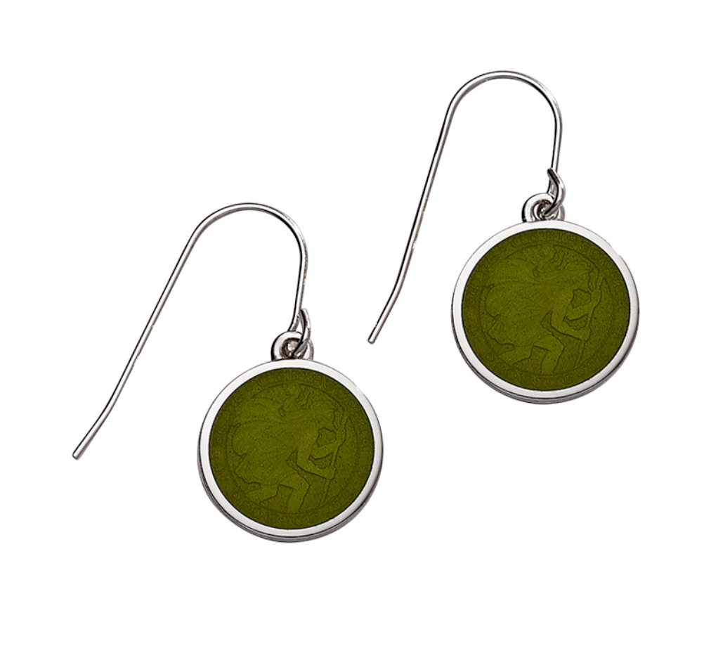 Enameled St. Christopher Drop Earrings